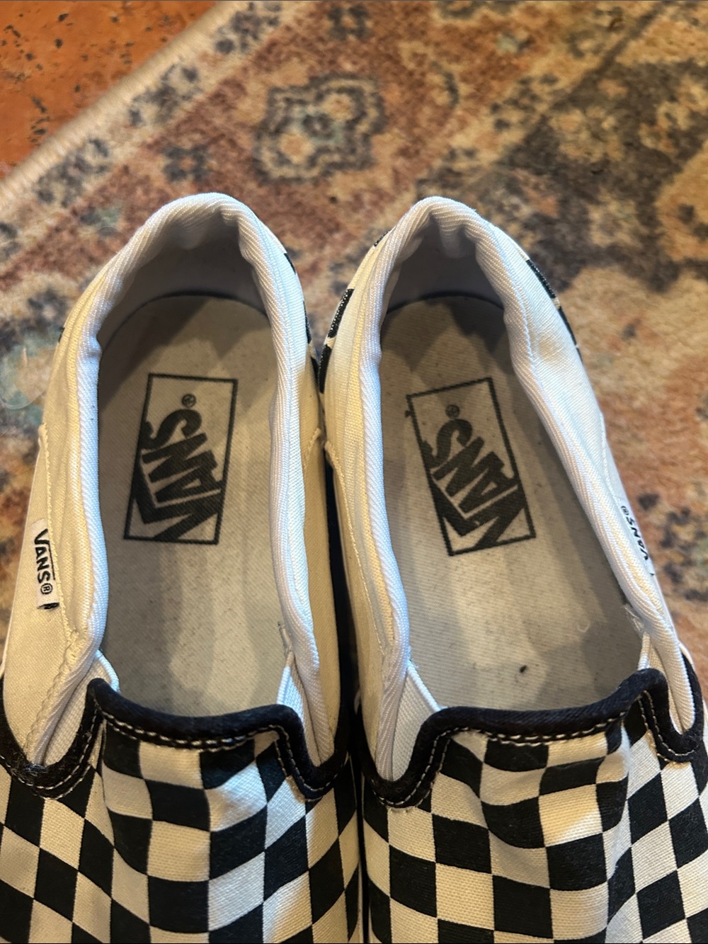Vans Slip-On Checkerboard Canvas Sneakers - Black & Cream - Picture 11 of 13